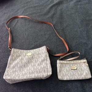 Michael Kors Monogram Crossbody Bag and Pouch Set